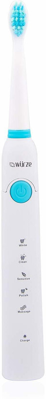 Wurze 1901 Sonic Electric Toothbrush For Adults With 5 Modes, 3 Brush Heads & Rechargeable With 4 Hours Charge Lasting Up To 30 Days, Power Toothbrush Electric Toothbrush(White)