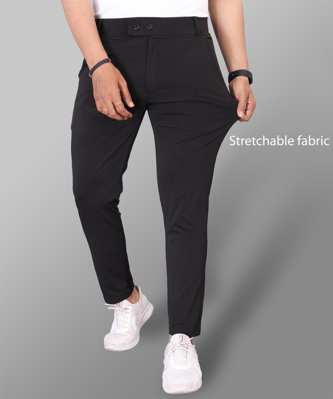 Combraided Slim Fit Men Black Trousers