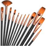 Twizzle Art Brush Set For Artists, Painting Brushes Set Of 12 Professional Round Pointed Tip Nylon Hair Artist Acrylic Paint Brush For Acrylic/Water Colour/Oil Painting