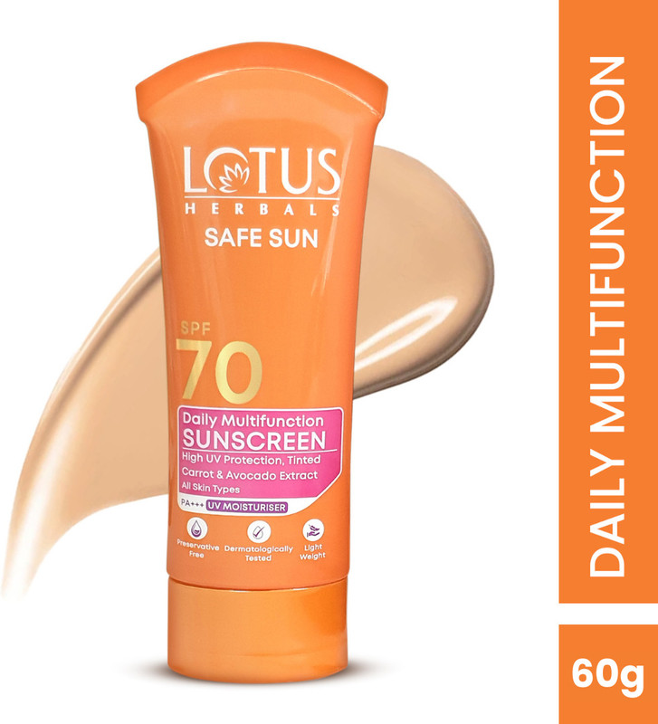 Lotus Herbals Sunscreen – Spf 70 Pa+++ Safe Sun Daily Multi-Function Tinted Sunscreen Spf 70 Pa+++(60 G)