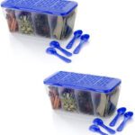 2Mech Plastic Grocery Container  – 1800 Ml(Pack Of 2, Blue)