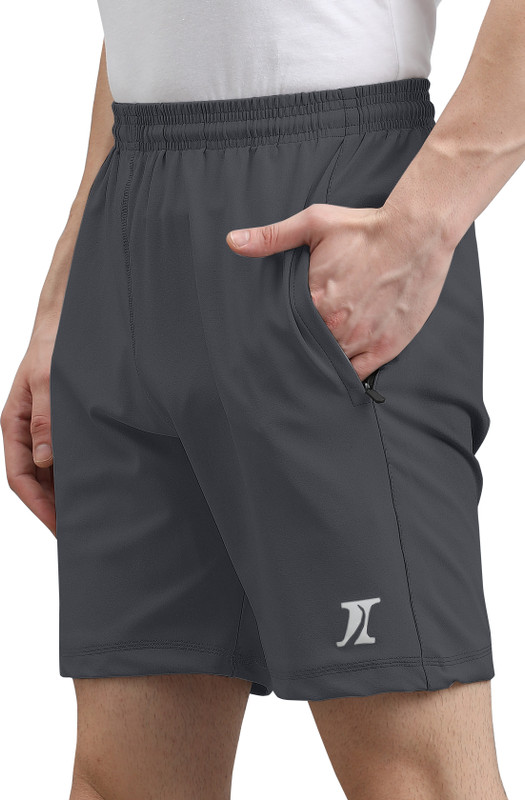 Indiclub Solid Men Dark Grey Regular Shorts, Sports Shorts, Beach Shorts
