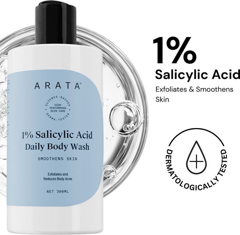 Arata 1% Salicylic Acid Daily Body Wash | Reduces Bacne And Strawberry Skin(300 Ml)