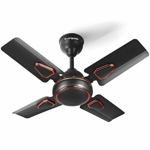 Longway Kiger P1 600 Mm/24 Inch Ultra High Speed 4 Blade Anti-Dust Decorative Star Rated Ceiling Fan (Smoked Brown, Pack Of 1).