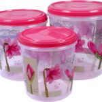 3D Metro Super Store Plastic Grocery Container  – 5 L, 7.5 L, 10 L(Pack Of 3, Pink)