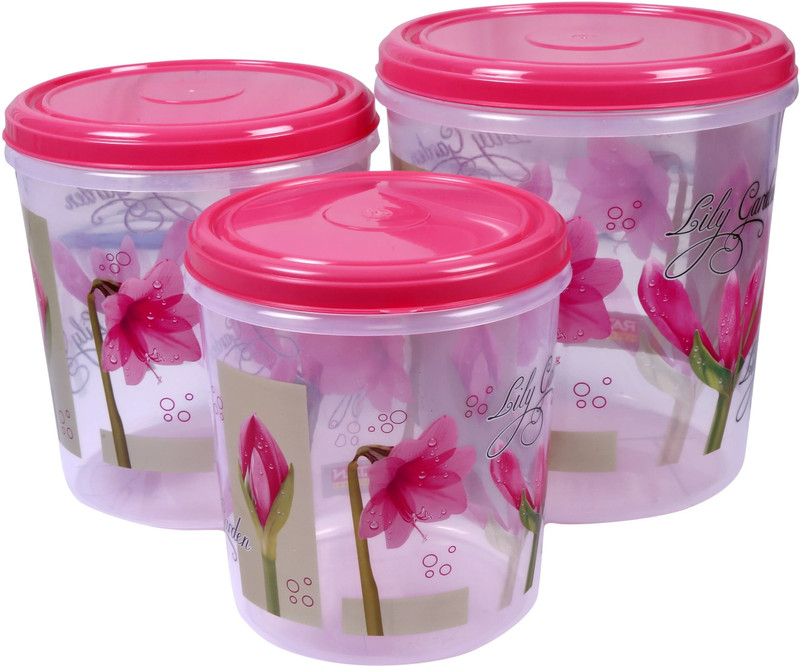 3D Metro Super Store Plastic Grocery Container – 5 L, 7.5 L, 10 L(Pack Of 3, Pink)