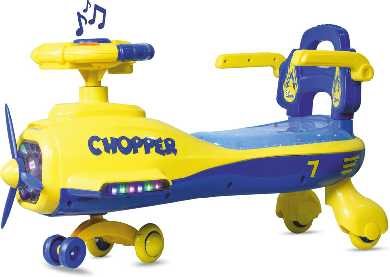 Panda Baby Products Swing Car Chopper For Kids With Music & Horn Steering Light Rideons & Wagons Non Battery Operated Ride On(Yellow)