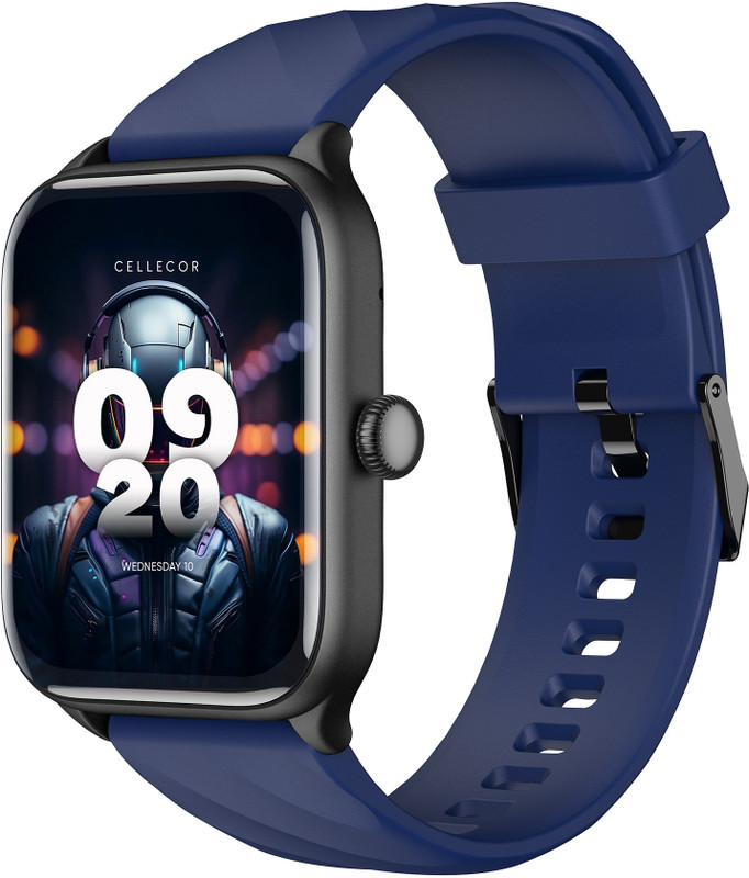 Cellecor Stew 1.83″ Bt Calling, 500 Nits, Ai Voice Assistant,Spo2,Hr, Split Screen Smartwatch(Blue Strap, Free Size)
