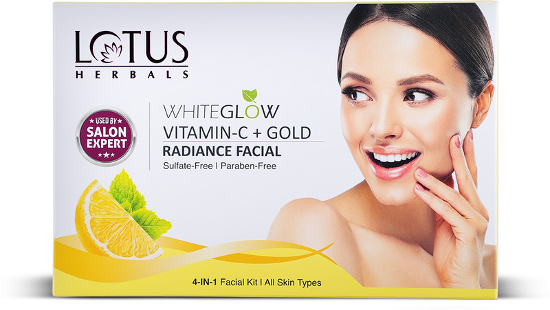Lotus Herbals Whiteglow Vitamin C + Gold Radiance 4 In 1 Facial Kit|Helps Reduce Dark Spots(228 G)