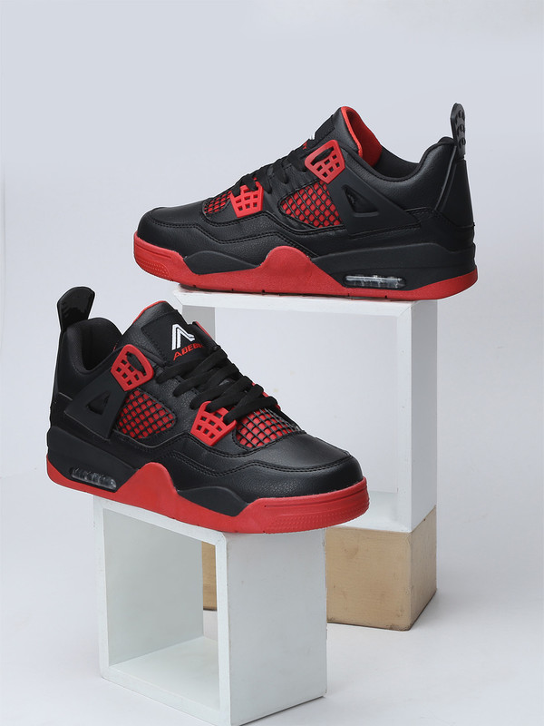 Adeboy Men’S Stylish And Comfortable Lace-Ups Sneakers For Men(Black, Red , 7)