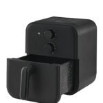 Midea 4.2L Air Fryer | 1600W Power Auto Cut-Off | 90% Less Oil| Crisp Frying, Grill, Roast, Steam & Bake | Teflon Non Stick Coating & Crisper Plate| With Temp & Timer Knob, Black