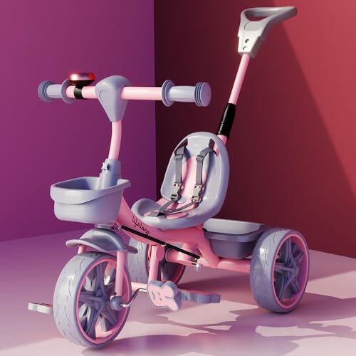 Lifelong Trike Cycle For 2-5 Years – Tricycles For Boy & Girl – Baby Cycle For Kids With 3 Eva Wheels, Bell & Basket -Durable Tricycle With Parental Control 30Kg Capacity (Pink & Grey)