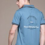 Nautica Printed Men Polo Neck Blue T-Shirt