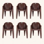 Homiboss Plastic Set Of 6 | Chairs For Home, Living Rooms, & Garden Plastic Outdoor Chair(Brown, Set Of 6, Pre-Assembled)