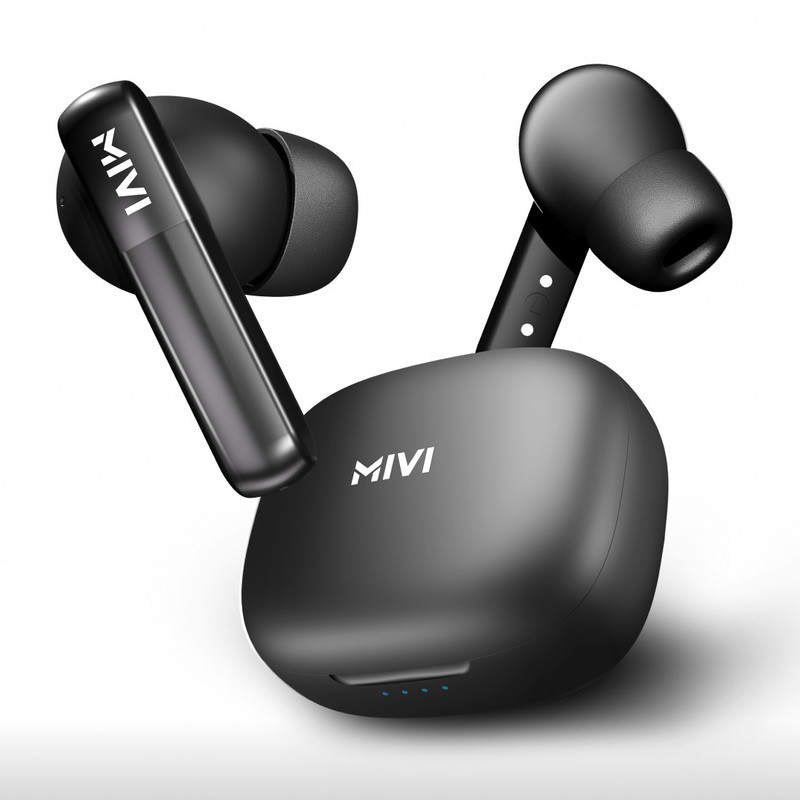 Mivi Duopods K2, 40Hrs Pt, Hd Call, Fast Charging, 50Ms Latency,Ipx4, Voice Asst.5.3V Bluetooth(Black, True Wireless)
