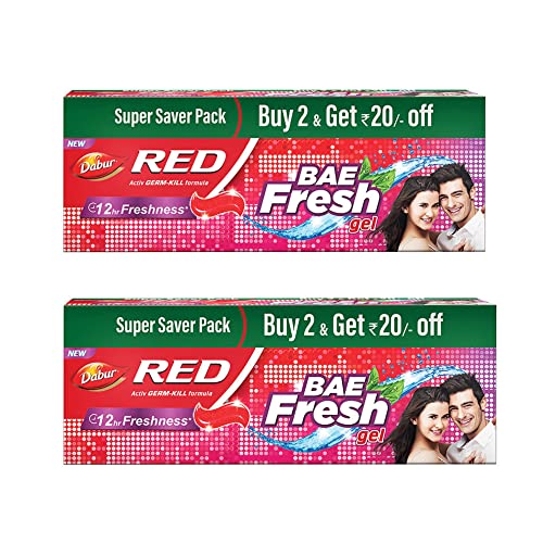 Dabur Red Bae Fresh Gel – 600Gm (300Gm*2) | Fights Bad Breath, Cavity Germs And Plaque | 12Hr Freshness | Activ Germ-Kill Formula
