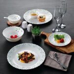 Cello Opalware Dazzle Tropical Lagoon Dinner Set, 13Pcs, White | Lightweight, Chip Resistant, Bone Ash Free Crockery | Microwave & Dishwasher Safe |Ideal For Daily Use, Servings & Gifting