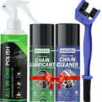 Wazzox Combo Of Chain Lubricant + Chain Cleaner + Bike & Car Polish With Cleaning Brush Cleans | Shines & Protects Chain | Car Dashboard Interior & Exterior Cleaning | Chain Oil(500 Ml)