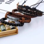 Yellow Chimes Leather Beads Bracelet Set(Pack Of 4)