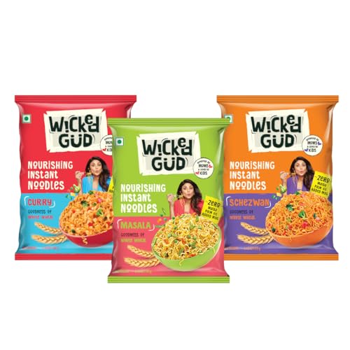 Wickedgud Nourishing Instant Noodles Range, Pack Of (69 G X 3) | Whole Wheat | No Maida | No Palm Oil | No Msg |Source Of Protein | High Fibre | Cholesterol Free