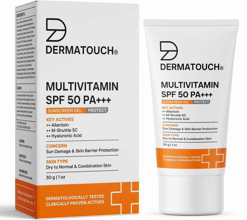 Dermatouch Sunscreen – Spf 50 Pa+++ Multivitamin Gel | Uva-Uvb Protection | Zero White Cast(30 G)