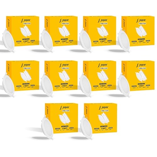 Jaquar Strella Slim 5W Round Recess Down Light – Warm White, Energy Efficient Led Ceiling Light For Home And Office (Pack Of 10)