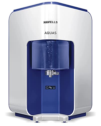 Havells Aquas Water Purifier (White And Blue), Ro+Uf, Copper+Zinc+Minerals, 5 Stage Purification, 7L Tank, Suitable For Borewell, Tanker & Municipal Water