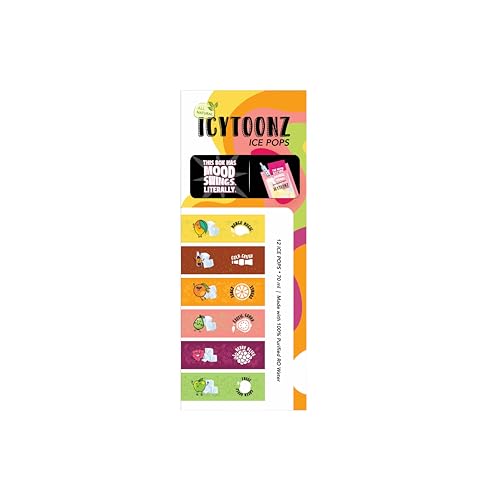Icytoonz Icepops 100% Natural Freezer Pops, Comes With A Mood Infusion Diy Kit,Juice Bars, Ice Pops All Flavors | 6 Refreshing Flavors | (Pack Of 12) Fun & Tasty Frozen Treats (Box Of 12 Pops)