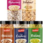 Yum Yum Dry Fruits Combo Pack Of 5 Healthy Badam, Kaju, Pista, Kishmish & Akhrot 750G – Almonds, Cashews, Pistachios, Raisins, Walnuts(5 X 150 G)
