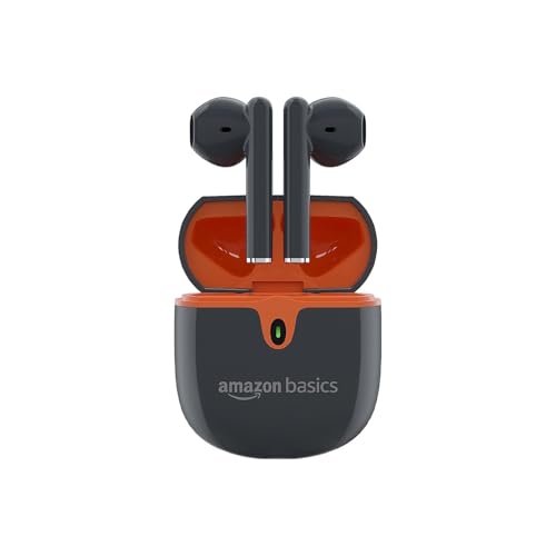 Amazon Basics True Wireless In-Ear Earbuds With Mic, Touch Control, Ipx5 Water-Resistance, Bluetooth 5.3, Up To 30 Hours Play Time, Voice Assistance And Fast Charging (Grey)