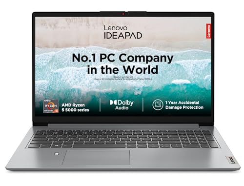 Lenovo Ideapad 1 Amd Ryzen 5 5500U 15.6″ Hd Thin And Light Laptop (8Gb Ram/512Gb Ssd/Windows 11 Home/Office Home 2024/1 Year Adp Free/Grey/1.6Kg), 82R4011Min
