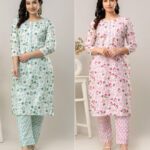 Sn Fashion Attire Women Floral Print A-Line Kurta(Pink, Green)