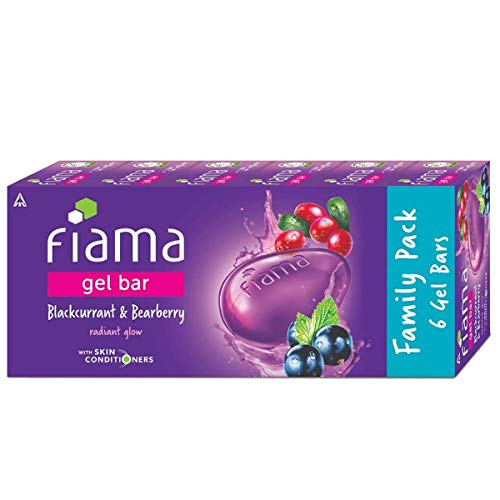 Fiama Gel Bar Blackcurrant And Bearberry, With Skin Conditioners For Moisturized, Radiant & Glowing Skin, 750G (125G – Pack Of 6), Soap For Women & Men, For All Skin Types