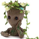 Mubco 1 Compartments Pvc Polyvinyl Chloride Groot The Galaxy Flowerpot Cute Baby Model Toy Pen Pot Best Gifts Showpiece(Multicolor)