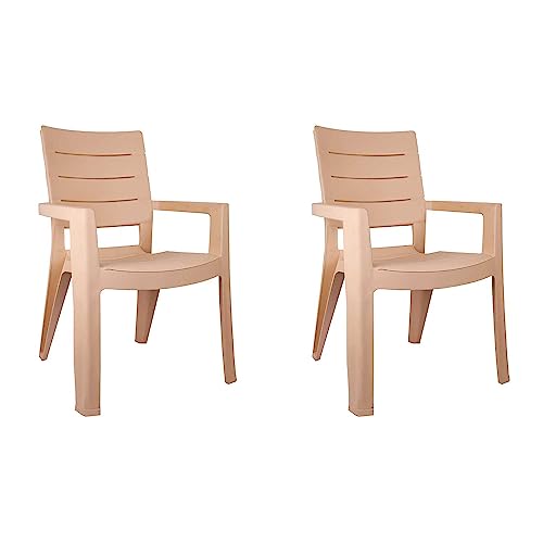 Cello Jordan Chair Set Of 2 (Brown) Plastic | Strong And Durable | Easy To Clean | Chair For Living Room, Bed Room, Kitchen, Office Room, Outdoor | 3 Years Warranty