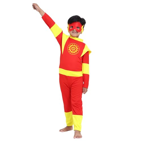 Radiant Fashion World Hosiery Indian Superhero Shaktiman Costume For Kids Halloween Dress Fancydress Cosplay Bodysuit For Boys And Girls