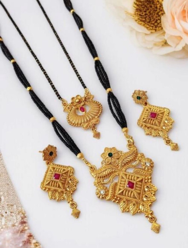 Thesanga Brass Gold-Plated Gold Jewellery Set(Pack Of 1)