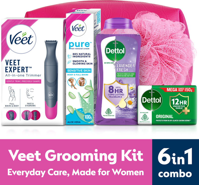 Veet Premium Multipurpose Grooming & Shower Kit Women(6 Items In The Set)