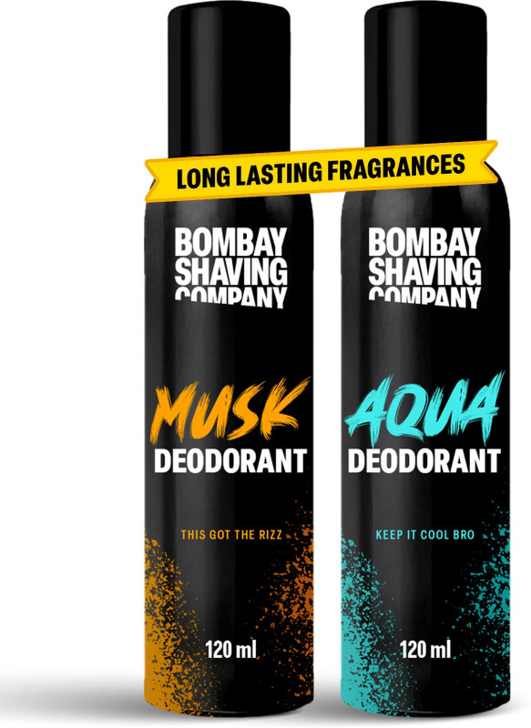 Bombay Shaving Company Fresh Aqua & Intense Musk 120Ml X 2 Combo Deodorant Luxury Deodorant Spray  –  For Men & Women(240 Ml, Pack Of 2)