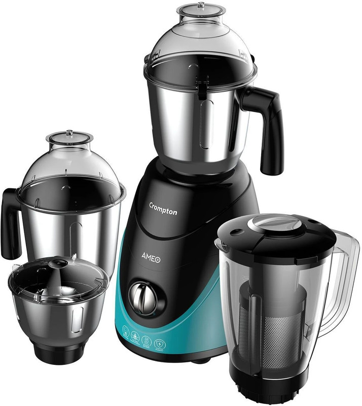 Crompton Ameo 750 W Mixer Grinder(Acgm-Ameo-4 Jars | 4 Jars | Black, Blue)