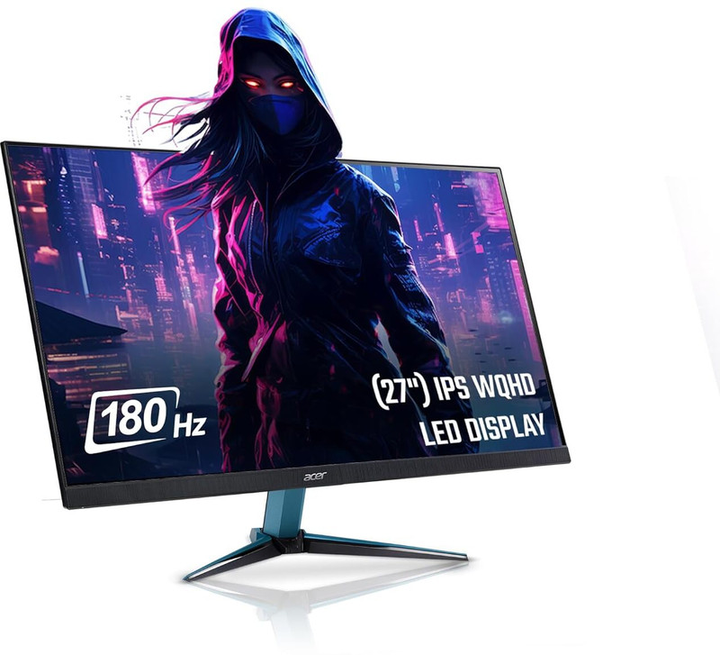 Acer Nitro Vg1 Series 68.58 Cm (27 Inch) Wqhd Ips Panel With Dci-P3 95%, Hdr10 Support, 2X2W Inbuilt Speakers, Acer Display Widget, Acer Visioncare, Tilt-Able Stand Gaming Monitor (Vg271U M3)(Amd Free Sync, Response Time: 1 Ms, 180 Hz Refresh Rate)