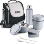 Classic Essentials Supreme Microwave Safe Set Of 5 With Bottle|Bag & Cutlery 5 Containers Lunch Box(1250 Ml, Thermoware)