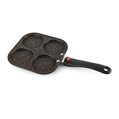 Cello Non-Stick 4- Cavity Aluminium Appam/Uttapam Maker With Spatter (Golden)