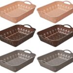 Aristo 222 Velvet Plastic Storage Basket For Store Fruits, Vegetables, Magazines, Cosmetics, Stationary – Color May Vary- Pack Of 6