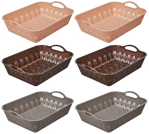 Aristo 222 Velvet Plastic Storage Basket For Store Fruits, Vegetables, Magazines, Cosmetics, Stationary – Color May Vary- Pack Of 6