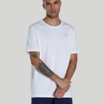 Puma Solid Men V Neck White T-Shirt