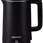 Amazon Basics 1.5 Liter Cool Touch Electric Kettle| 1350 Watt|Stainless Steel Body|Auto Cut-Off|Triple Safety Protection(Black)