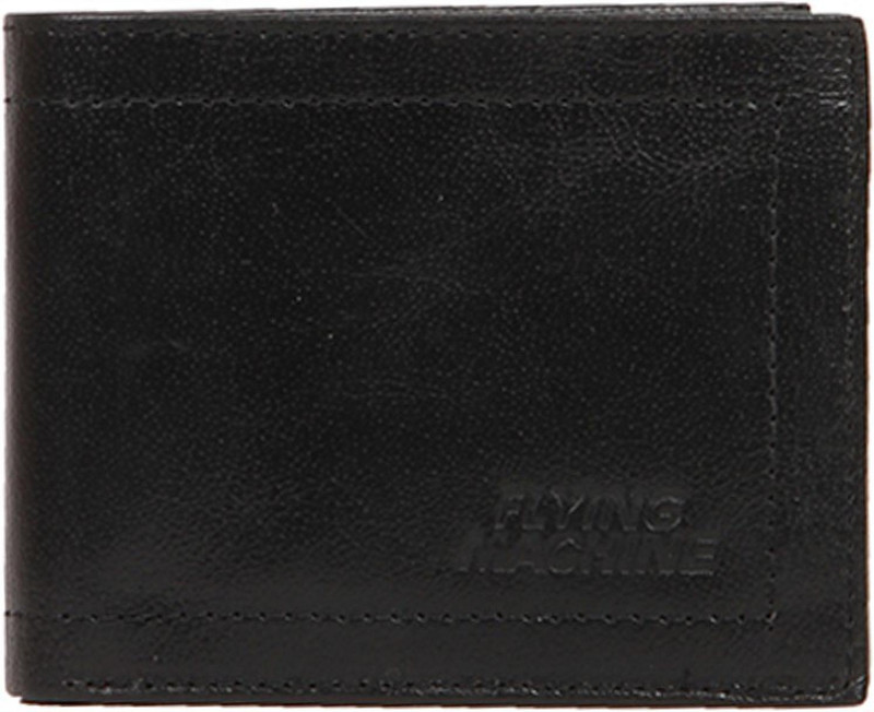Flying Machine Men Black Genuine Leather Wallet(5 Card Slots)