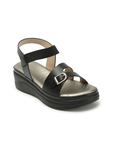 Iconics Women’S Solid Comfortable Backstrap Wedge Sandal For Office Festive Outdoor Use I Icn-Ni-Wn-58 Black 3 Kids Uk