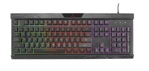 Vertux Promate Promate Gaming Keyboard, Professional Ergonomic Wired Usb Gaming Keyboard With Vibrant Rainbow Backlit, 26 Anti-Ghosting Keys, 12 Multimedia Shortcut Keys And 4 Backlit Modes, Amber